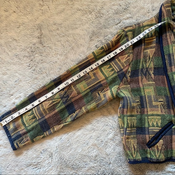 VINTAGE Boho Aztec Cotton Pocket Blazer Jacket S/M - Picture 8 of 10